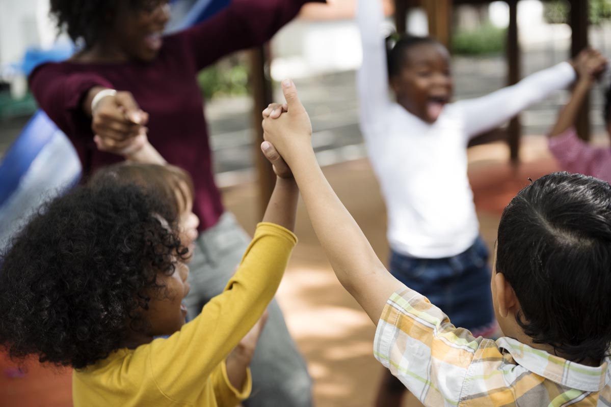 Kindergarten-age children playing