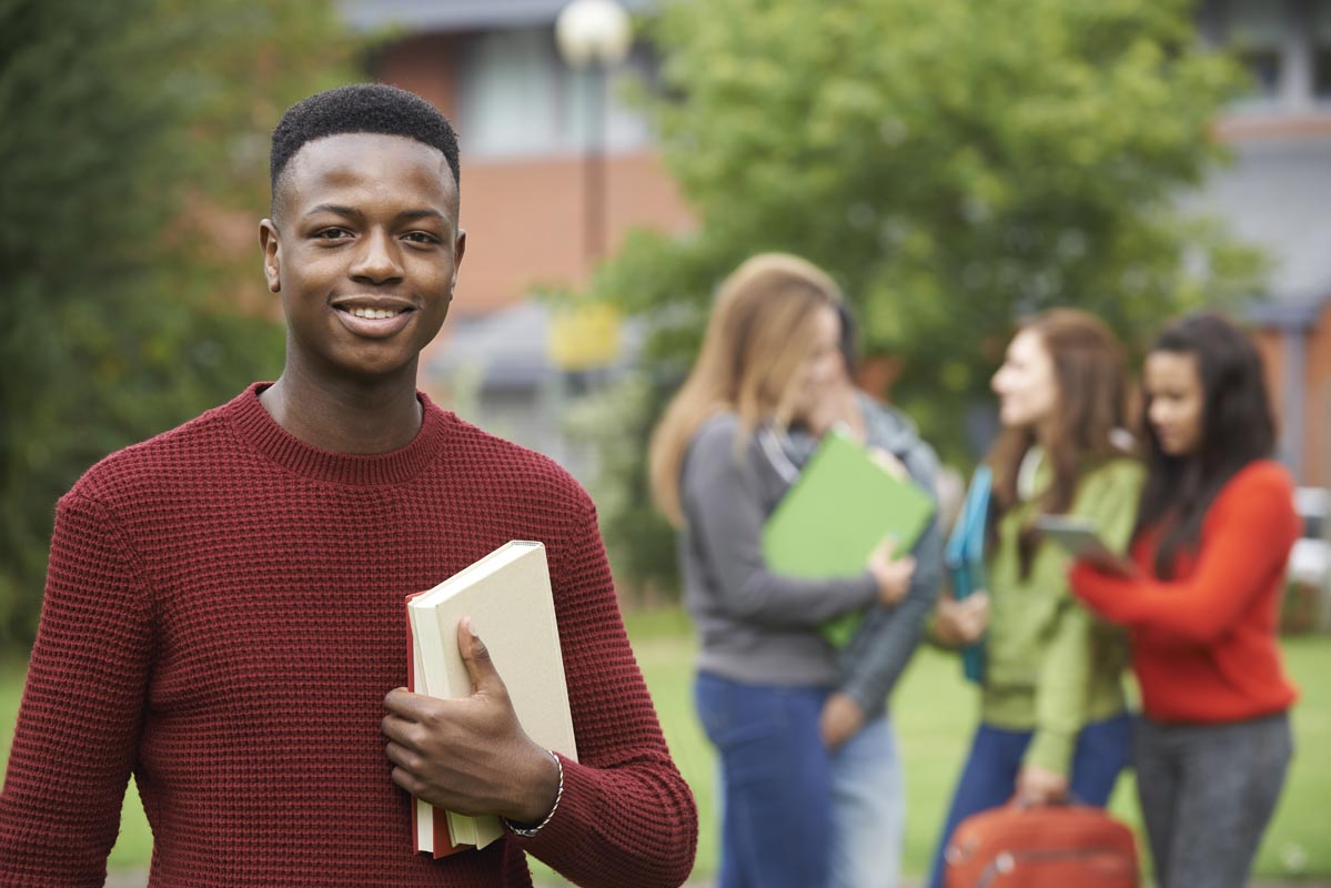 Black student on college campus