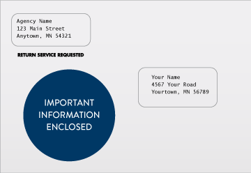 envelope with a blue dot that says important information enclosed