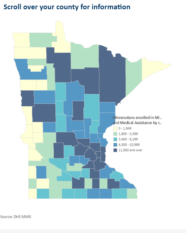 Medical Assistance and MinnesotaCare county map