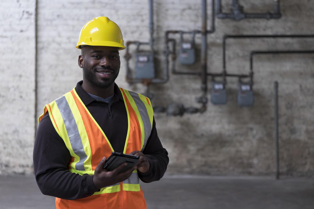 man in hard hat and safety vest