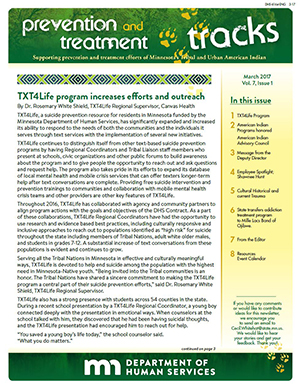 Screenshot of Prevention and Treatment Tracks Newsletter