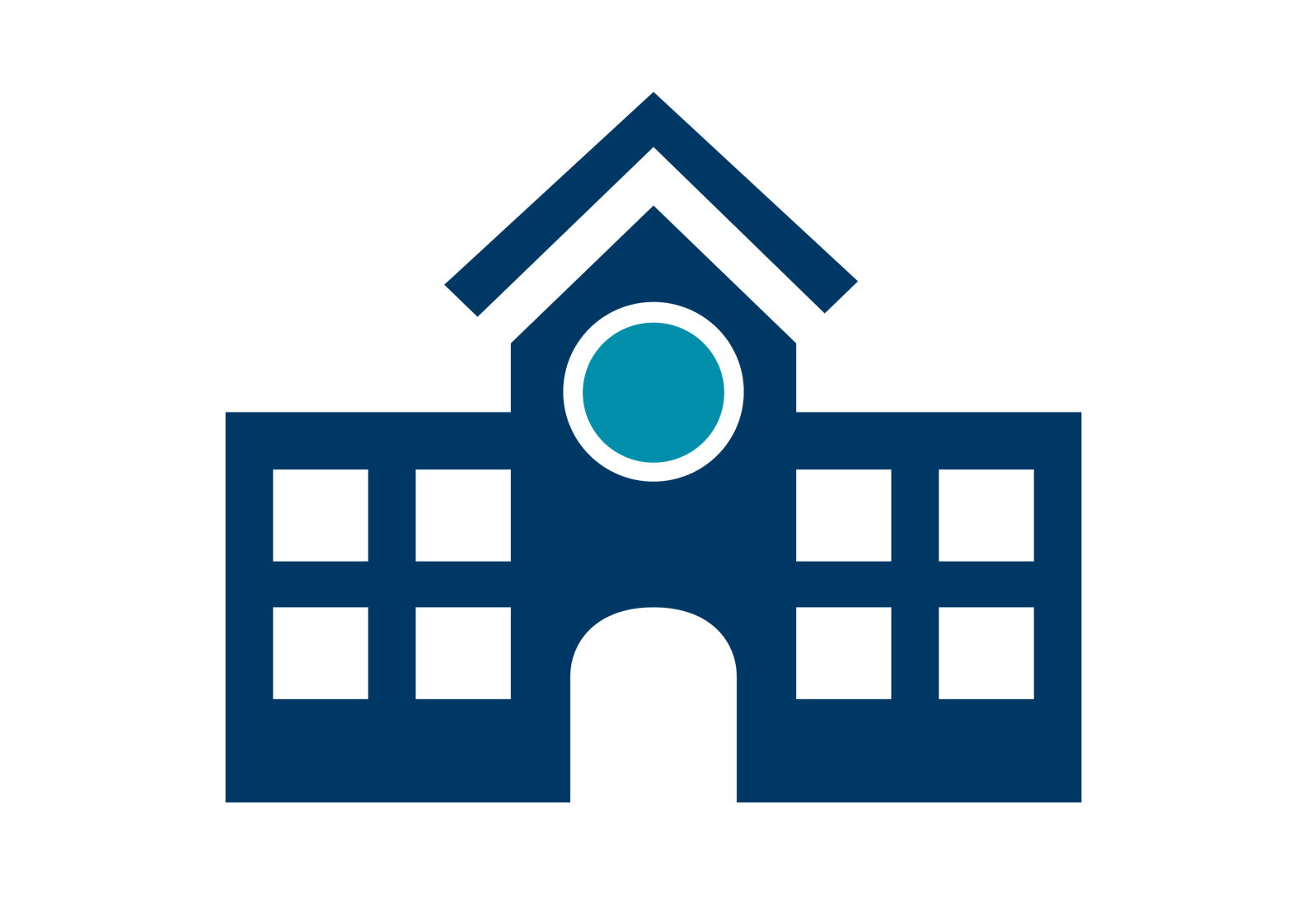 Dark blue icon of a building